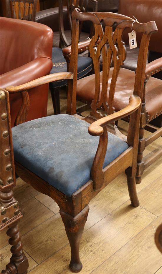 A Chippendale style elbow chair